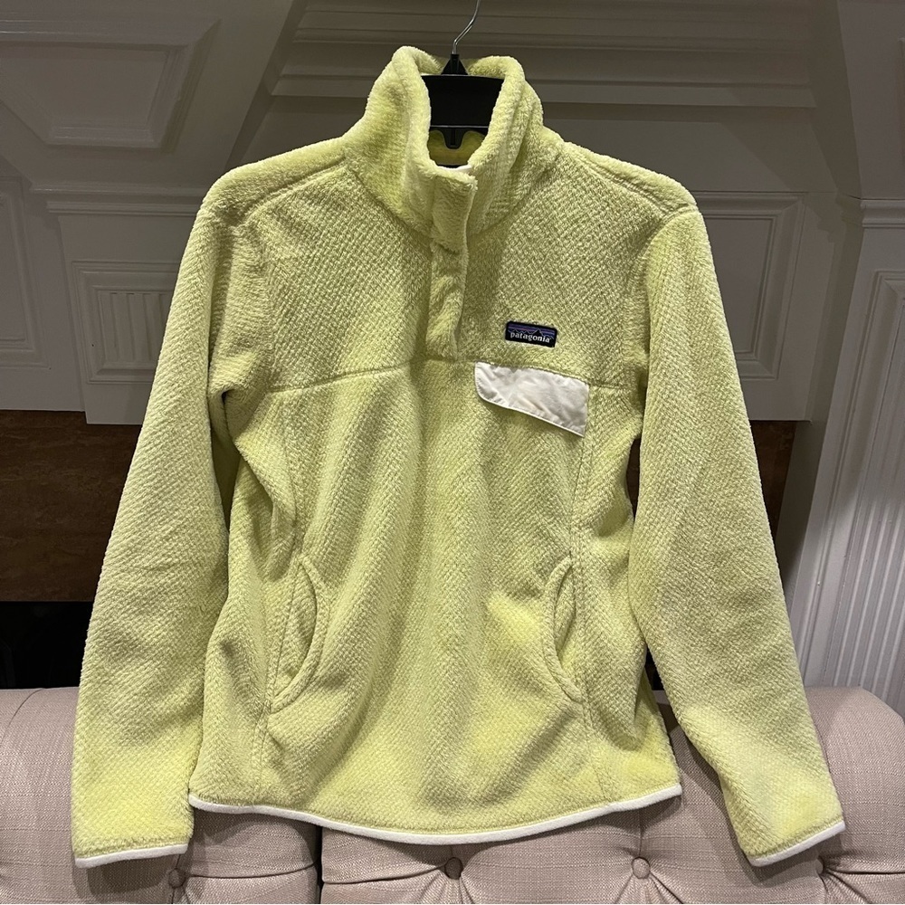 Patagonia Shirt Women’s M Re-Tool Snap-T Fleece Bright Neon Yellow Pullover
